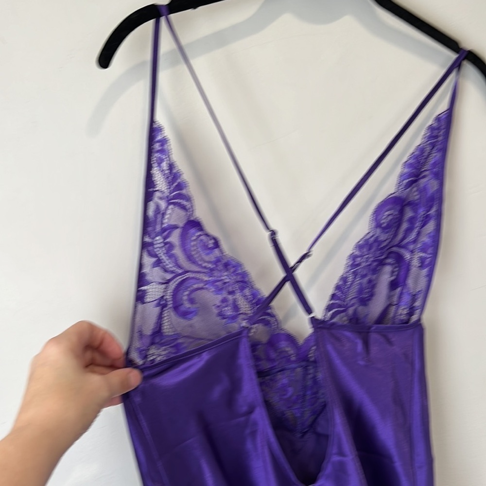 Shirley of Hollywood purple lace nightie/ chemise 2 piece NWT adjustable strap - Picture 6 of 14
